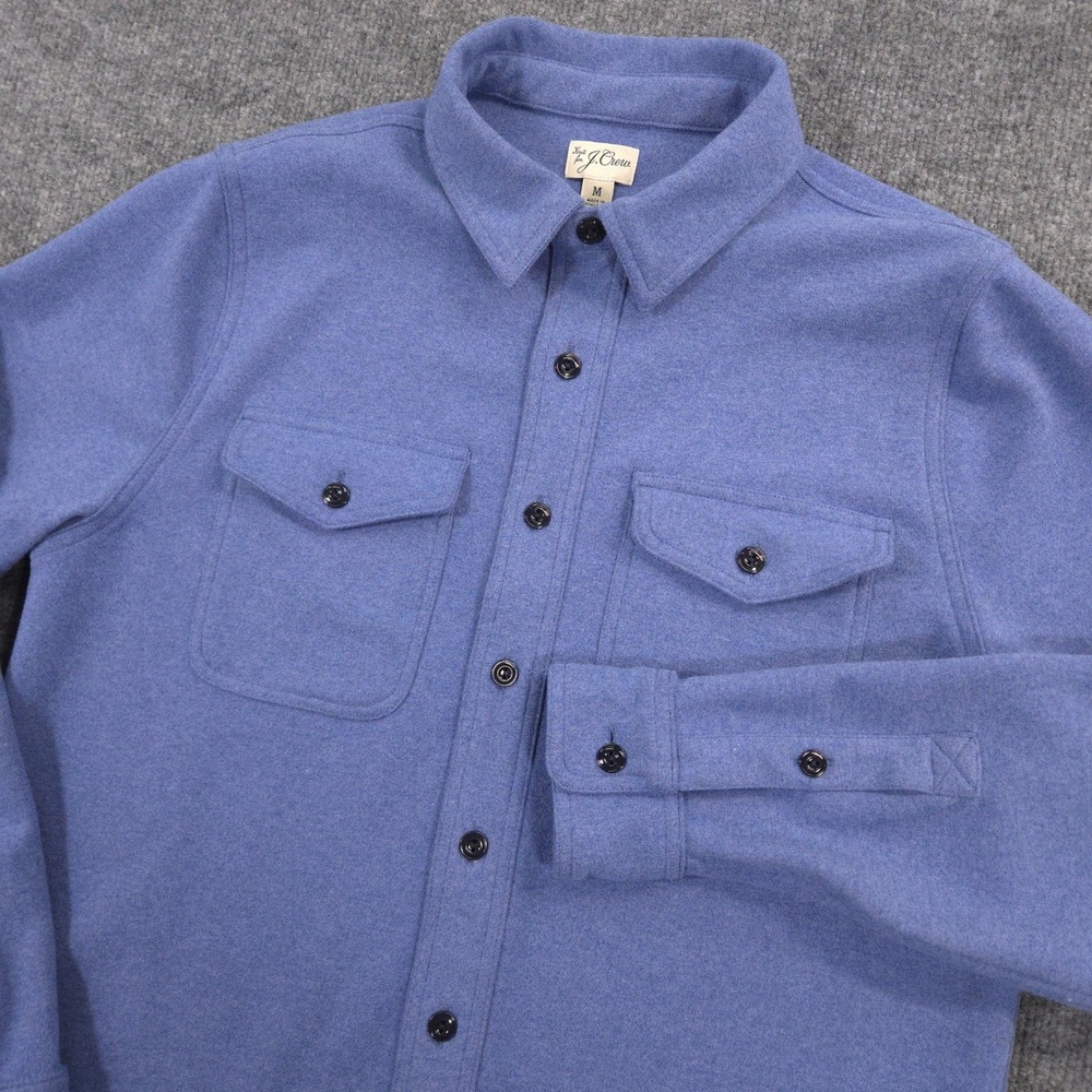 J Crew Seaboard Soft-Knit Shirt Mens Medium Blue Double Brushed Pockets Outdoor